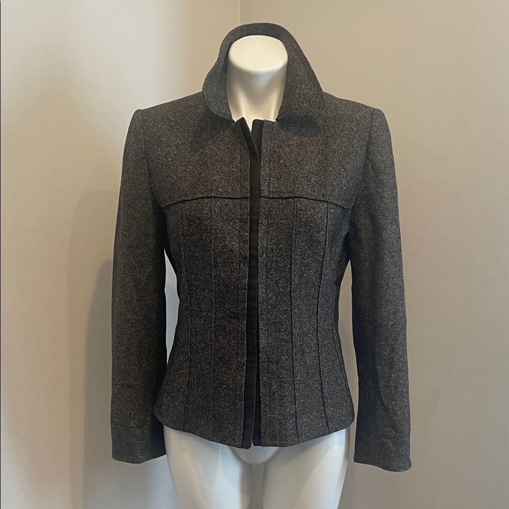 Albert Nipon Dark Gray Tailored Zip-Front Blazer
